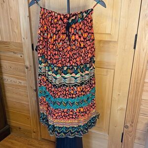 Bold Orange and Black Patterned Skirt